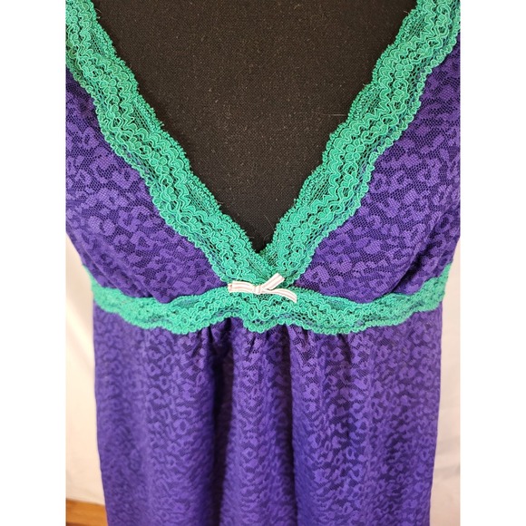 Kensie Purple & Teal Full Lace Chemise Lingerie Size Large Retro - Picture 2 of 7